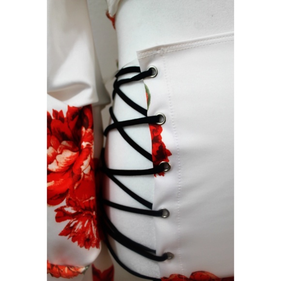 Two-Piece Flower Print Silk Top with Skirt Set - Picture 7 of 8